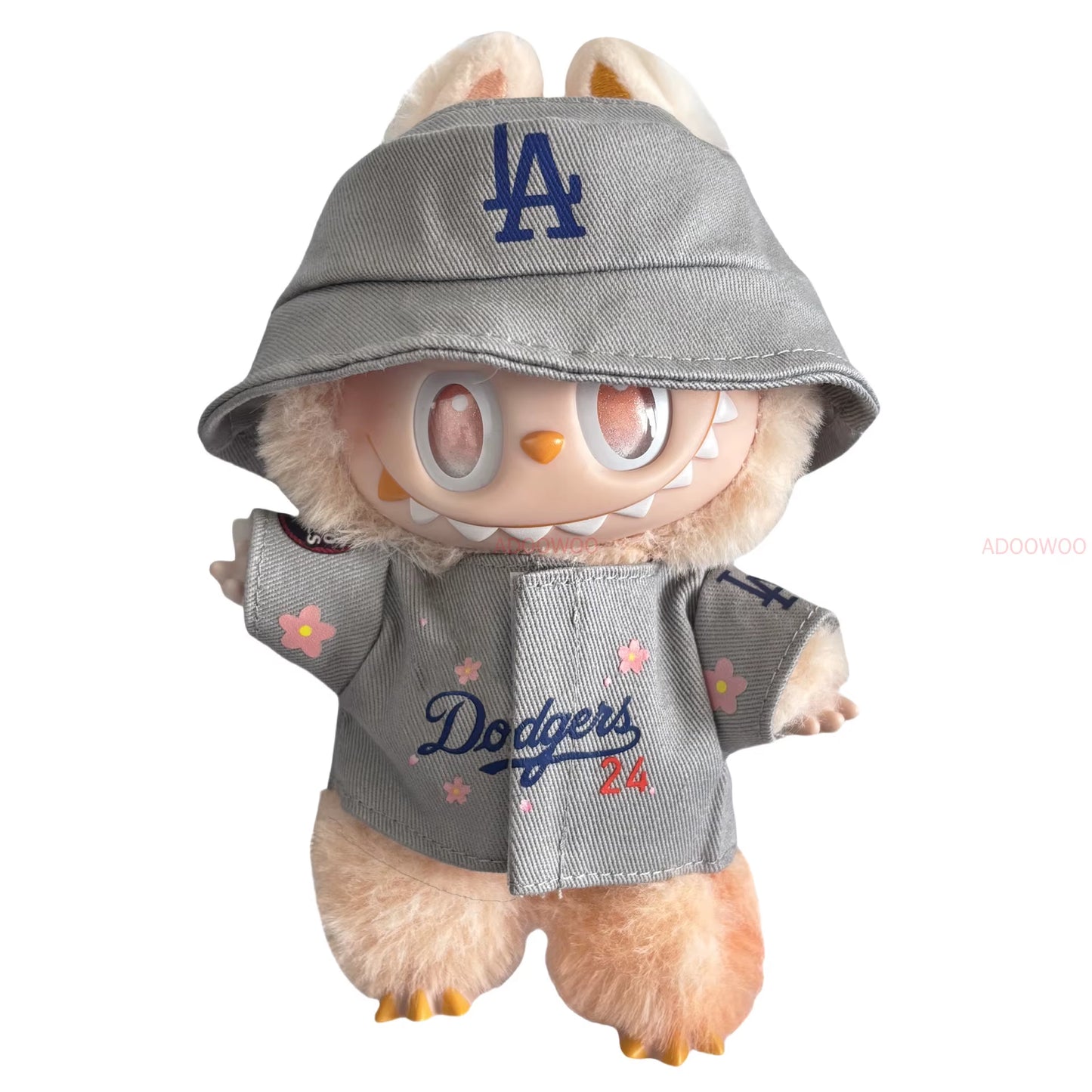 New Sakura Set for 17Cm Labubu Doll Clothing Toy Hat Shoes Pants Set Trendy LA Baseball Suit DIY Accessories Sitting Party Gifts