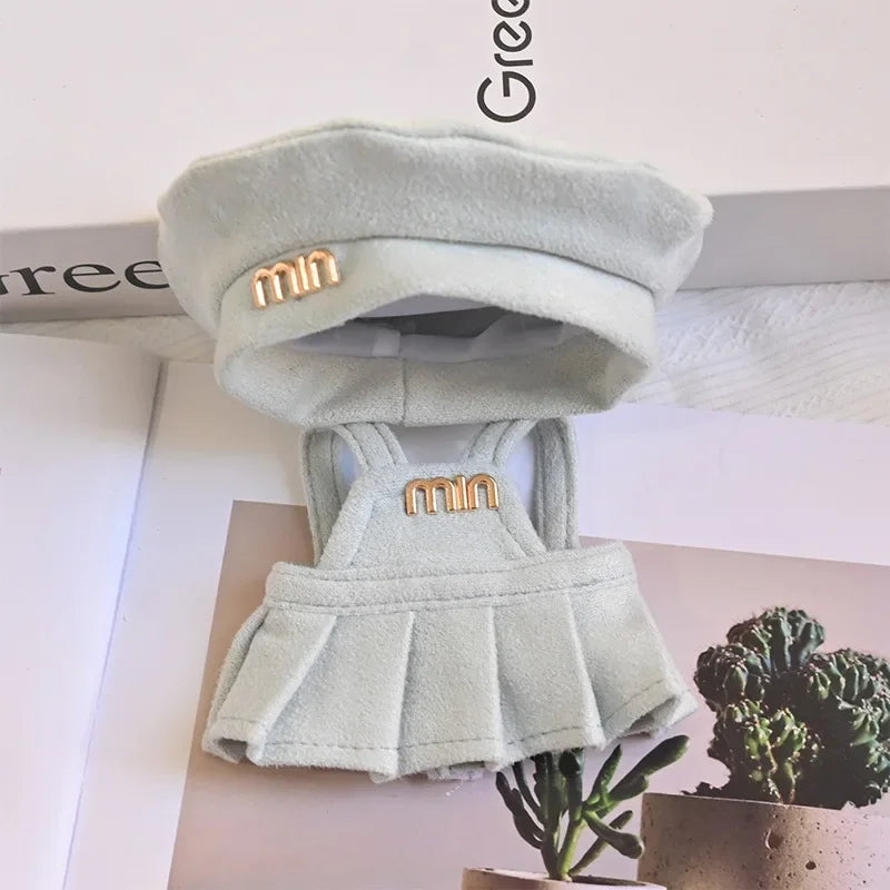 For Labubu Clothes Fashion Overalls Pleated Skirt Set Labubu Idol V1 V2 V3 Dolls Clothing Doll Accessories Blythe Clothes