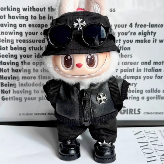 The First Second and Third Generation Labubu Cool Leather Jackets Shoes Backpacks Glasses and Super Cool Motorcycle Sets Gift