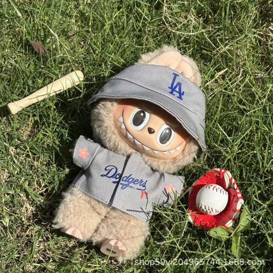 New Sakura Set for 17Cm Labubu Doll Clothing Toy Hat Shoes Pants Set Trendy LA Baseball Suit DIY Accessories Sitting Party Gifts