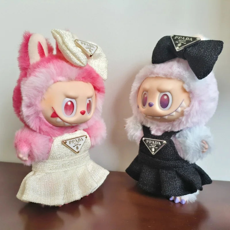 For 17Cm Labubu Doll Dress with Bow Inverted Triangle Two-Piece Set Doll Accessories Doll Ropa Clothing V1 V2 V3 Dress