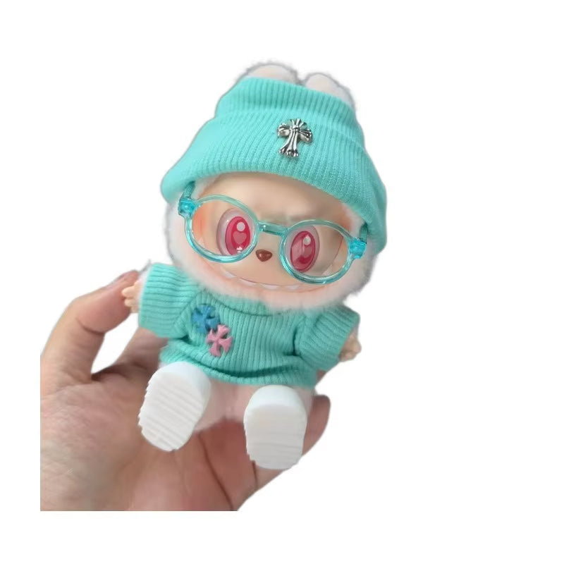 La Buwa Clothes Croxin Tiffany Blue One, Two, Three Generations of Labubu Clothes Heart Green 17 Cm Tide Brand Doll Clothes