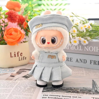 For Labubu Clothes Fashion Overalls Pleated Skirt Set Labubu Idol V1 V2 V3 Dolls Clothing Doll Accessories Blythe Clothes