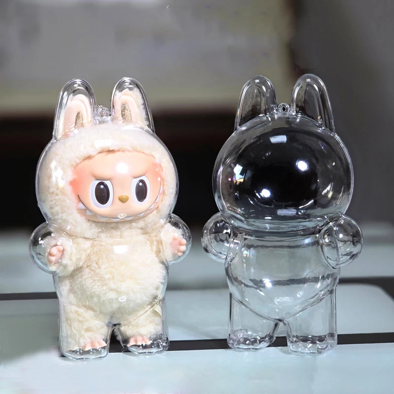 LABUBU V1 V2 Transparent Protective Shell Macaron Standing Protective Cover Dust Cover Doll Labubu Protector Case