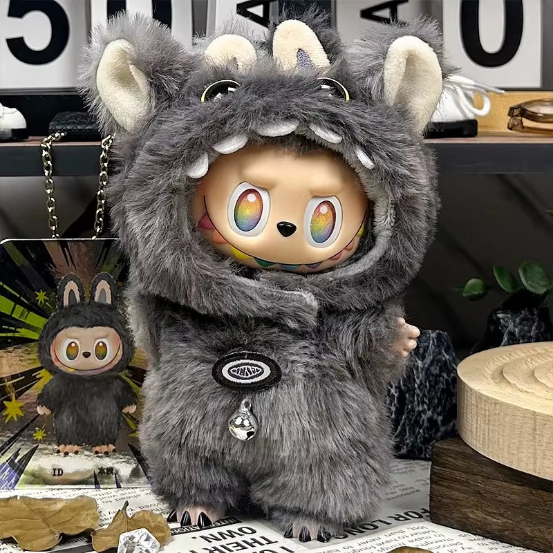 15 17Cm for Labubu Doll Dinosaur Wing Shark Cosplay Outfit Clothestotoro Plush Hood Ropa Clothing Cosplay Dollhouse Accessories