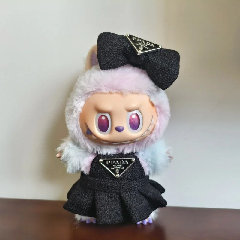 For 17Cm Labubu Doll Dress with Bow Inverted Triangle Two-Piece Set Doll Accessories Doll Ropa Clothing V1 V2 V3 Dress