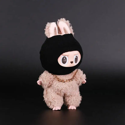 For Labubu Big into Energy Series Clothes Doll Funny Head Cover Mask Gold Necklace Travel Style Kid Toy for Labubu Ropa