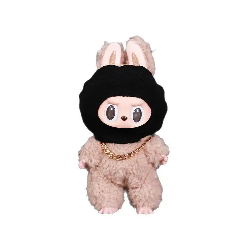 For Labubu Big into Energy Series Clothes Doll Funny Head Cover Mask Gold Necklace Travel Style Kid Toy for Labubu Ropa