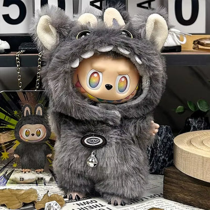 15 17Cm for Labubu Doll Dinosaur Wing Shark Cosplay Outfit Clothestotoro Plush Hood Ropa Clothing Cosplay Dollhouse Accessories