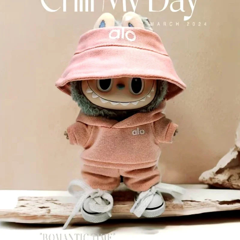 Hot Corduroy for Labubu Doll LA Clothing Set Hat 17Cm Clothes Shoes Doll DIY Accessories Training Sitting Party Games Toys Gifts