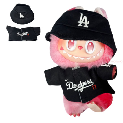 New Sakura Set for 17Cm Labubu Doll Clothing Toy Hat Shoes Pants Set Trendy LA Baseball Suit DIY Accessories Sitting Party Gifts