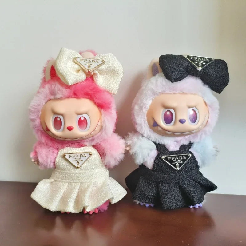 For 17Cm Labubu Doll Dress with Bow Inverted Triangle Two-Piece Set Doll Accessories Doll Ropa Clothing V1 V2 V3 Dress