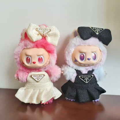 For 17Cm Labubu Doll Dress with Bow Inverted Triangle Two-Piece Set Doll Accessories Doll Ropa Clothing V1 V2 V3 Dress