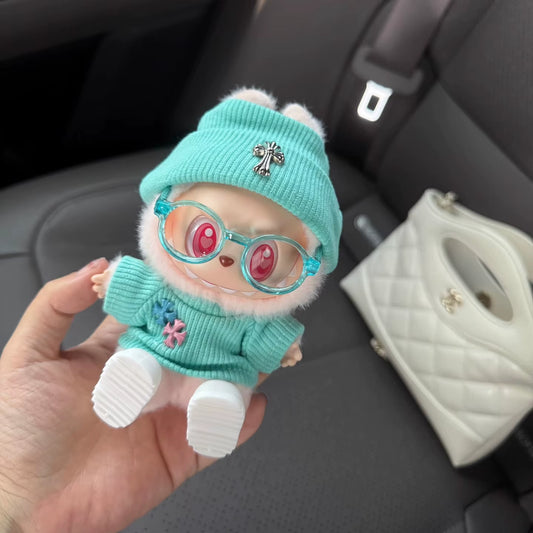 La Buwa Clothes Croxin Tiffany Blue One, Two, Three Generations of Labubu Clothes Heart Green 17 Cm Tide Brand Doll Clothes