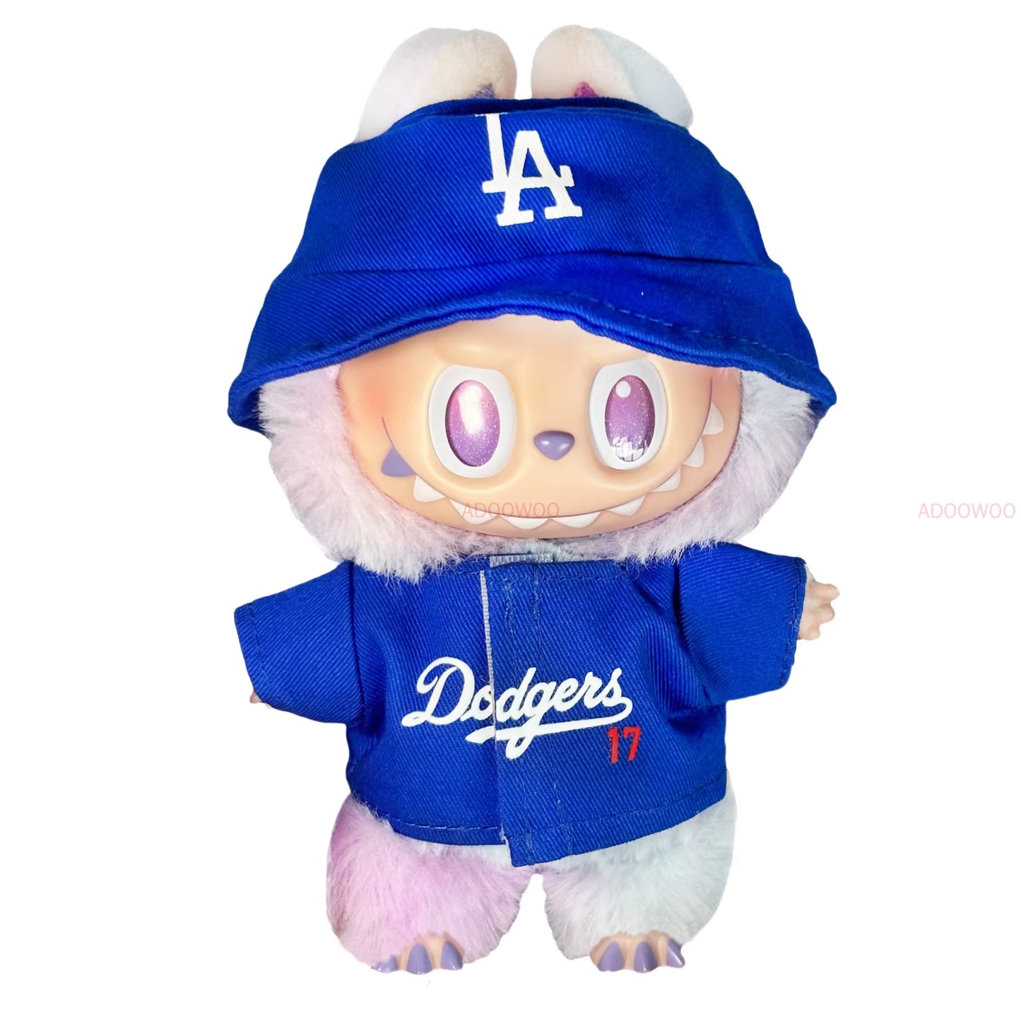 New Sakura Set for 17Cm Labubu Doll Clothing Toy Hat Shoes Pants Set Trendy LA Baseball Suit DIY Accessories Sitting Party Gifts