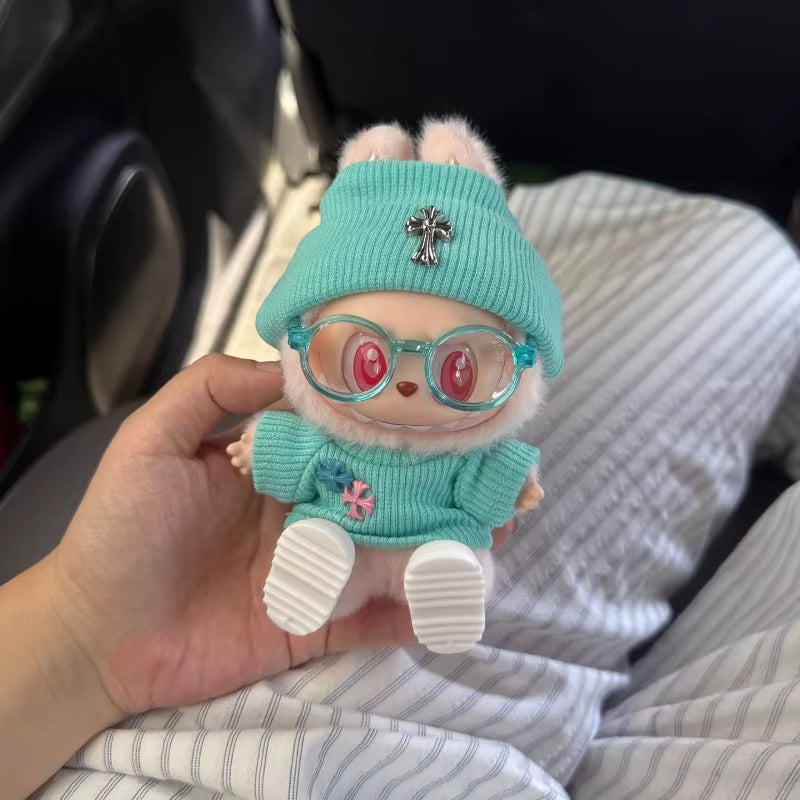 La Buwa Clothes Croxin Tiffany Blue One, Two, Three Generations of Labubu Clothes Heart Green 17 Cm Tide Brand Doll Clothes