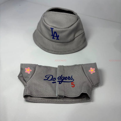 New Sakura Set for 17Cm Labubu Doll Clothing Toy Hat Shoes Pants Set Trendy LA Baseball Suit DIY Accessories Sitting Party Gifts