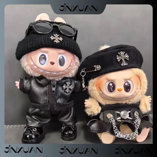 The First Second and Third Generation Labubu Cool Leather Jackets Shoes Backpacks Glasses and Super Cool Motorcycle Sets Gift