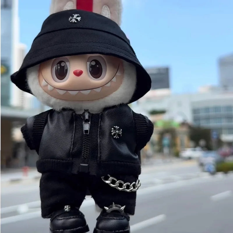 The First Second and Third Generation Labubu Cool Leather Jackets Shoes Backpacks Glasses and Super Cool Motorcycle Sets Gift