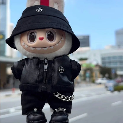 The First Second and Third Generation Labubu Cool Leather Jackets Shoes Backpacks Glasses and Super Cool Motorcycle Sets Gift