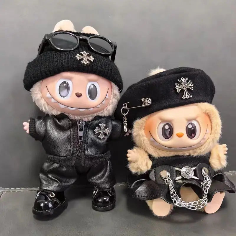 The First Second and Third Generation Labubu Cool Leather Jackets Shoes Backpacks Glasses and Super Cool Motorcycle Sets Gift