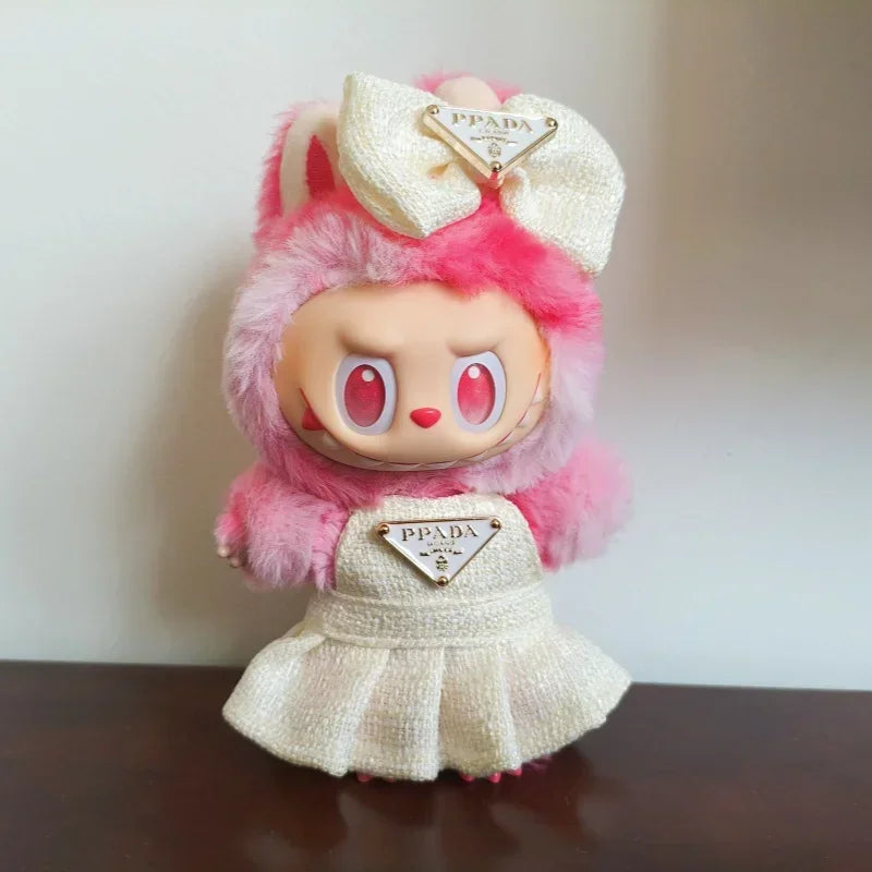 For 17Cm Labubu Doll Dress with Bow Inverted Triangle Two-Piece Set Doll Accessories Doll Ropa Clothing V1 V2 V3 Dress