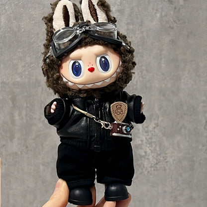 Labubu Baby Clothes Are Cool and Trendyy Earphones Leather Jacket Top Suit First, Second and Third Generation Labubu Clothes Enamel Doll Wear
