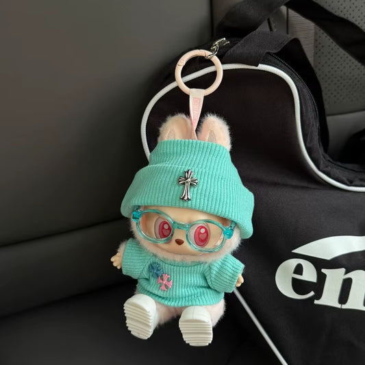 La Buwa Clothes Croxin Tiffany Blue One, Two, Three Generations of Labubu Clothes Heart Green 17 Cm Tide Brand Doll Clothes