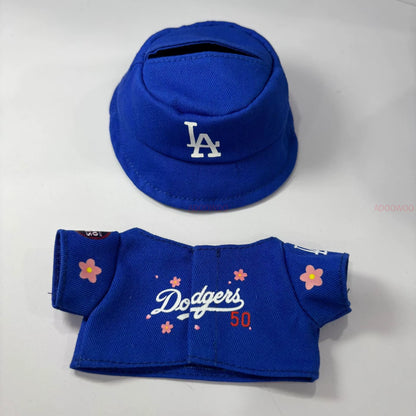 New Sakura Set for 17Cm Labubu Doll Clothing Toy Hat Shoes Pants Set Trendy LA Baseball Suit DIY Accessories Sitting Party Gifts