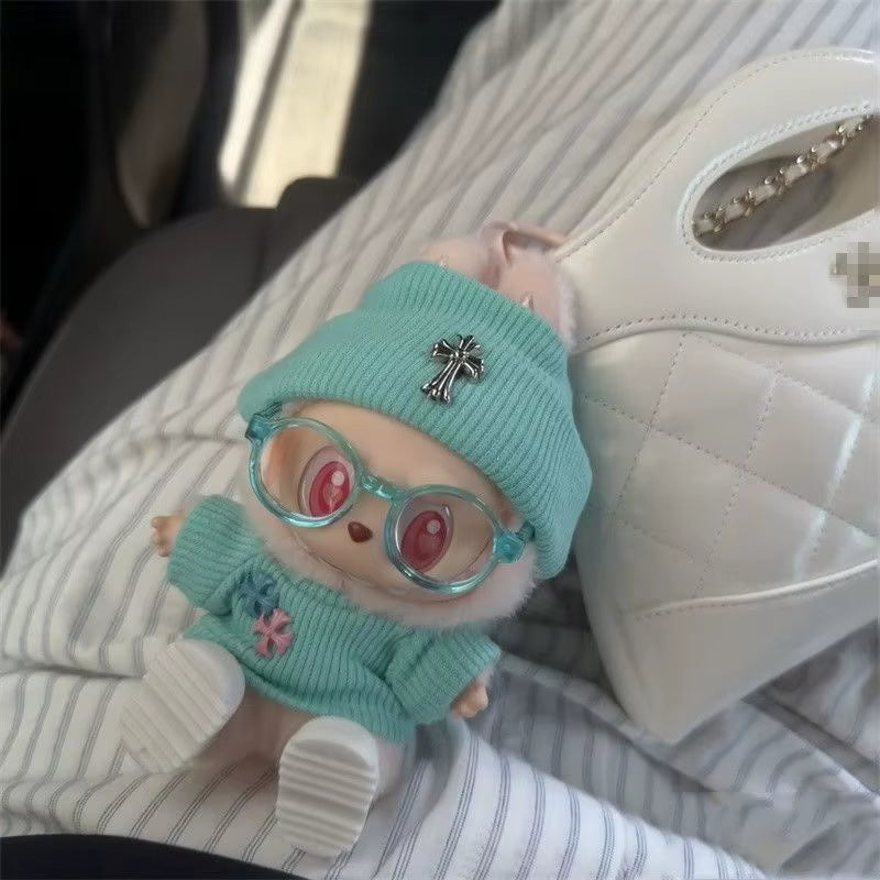 La Buwa Clothes Croxin Tiffany Blue One, Two, Three Generations of Labubu Clothes Heart Green 17 Cm Tide Brand Doll Clothes