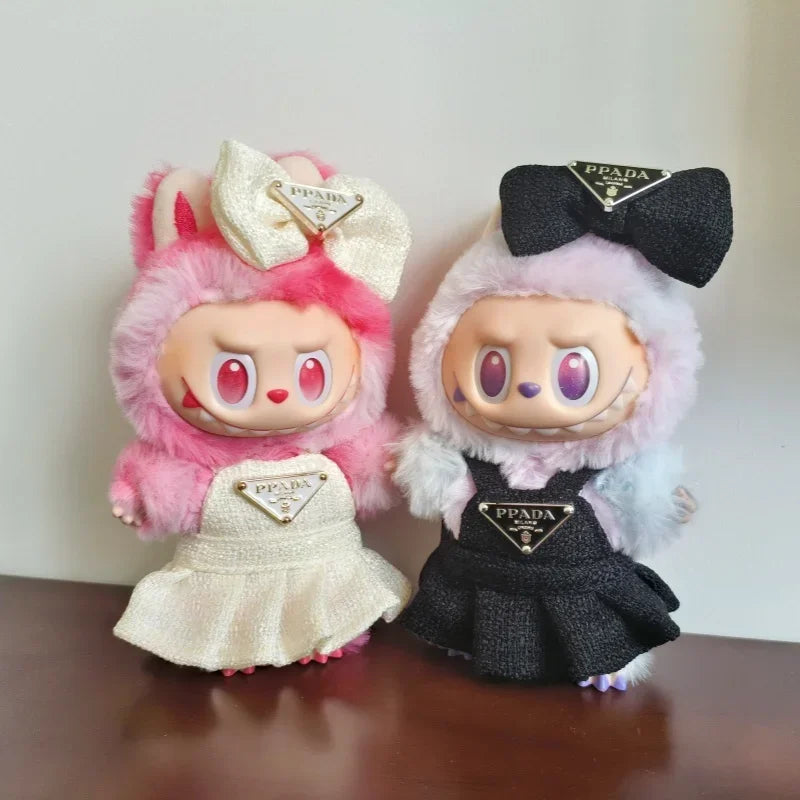 For 17Cm Labubu Doll Dress with Bow Inverted Triangle Two-Piece Set Doll Accessories Doll Ropa Clothing V1 V2 V3 Dress