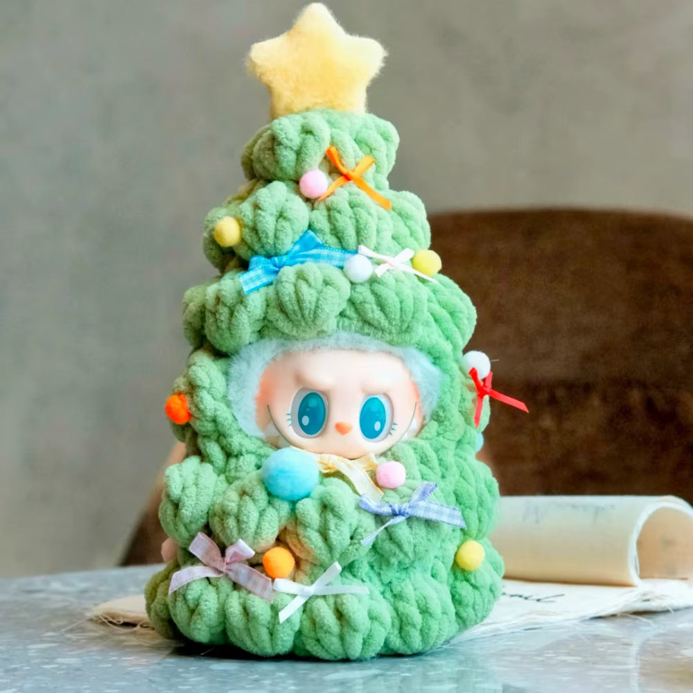 Handmade Crochet Christmas Tree Clothing for 1.0/3.0 Labubu Outfit Doll DIY Accessories Christmas Halloween Kids Gift