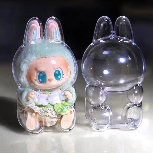 LABUBU V1 V2 Transparent Protective Shell Macaron Standing Protective Cover Dust Cover Doll Labubu Protector Case